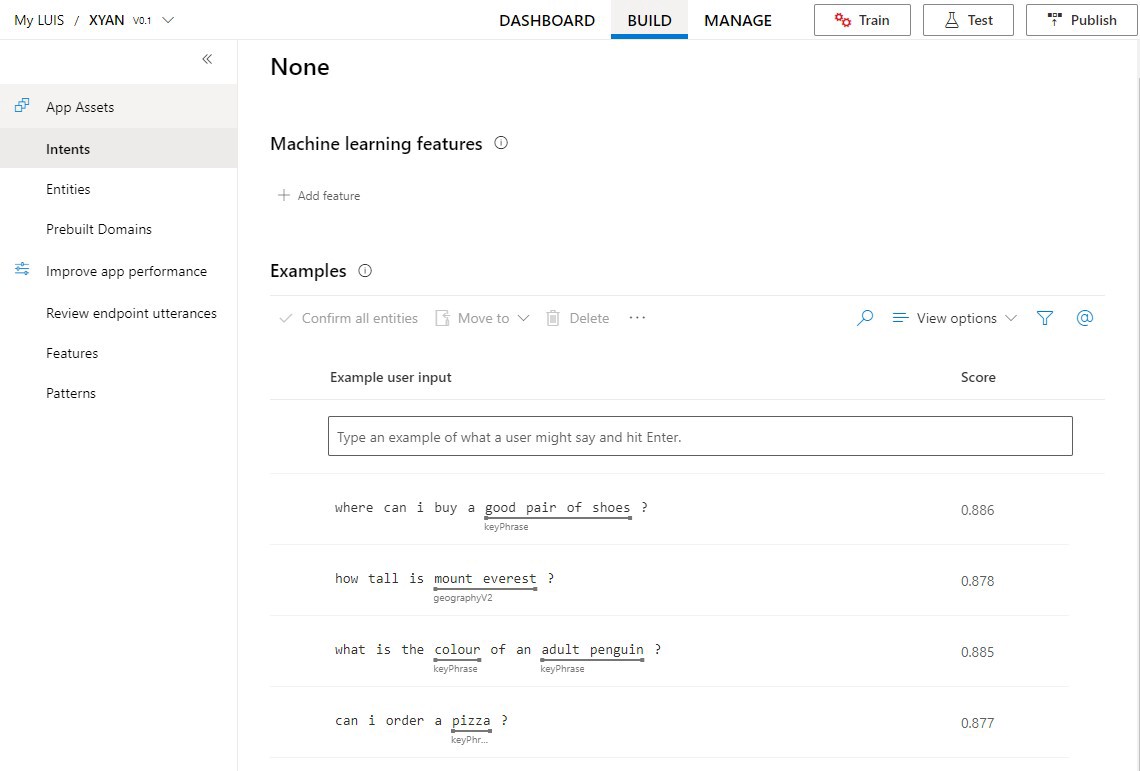 None intent user utterances in Microsoft LUIS Portal